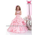 Frete grátis quente! Halter rosa embriodered backless ruffles pageant vestido de bola vestido de menina de flor CWFaf4393